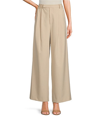 ASTR The Label Milani Pin Stripe Relaxed Fit Pleated Wide Leg Trouser