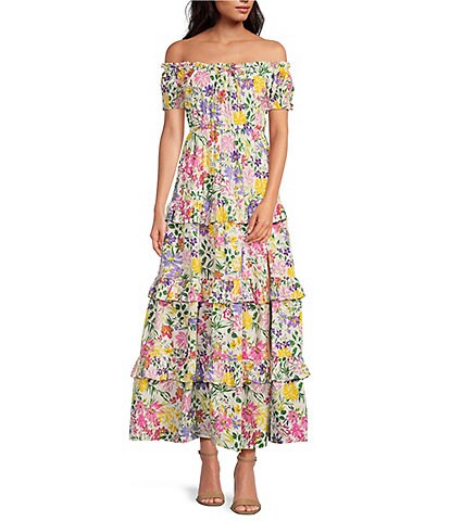 ASTR The Label Viona Floral Off The Shoulder Maxi Dress