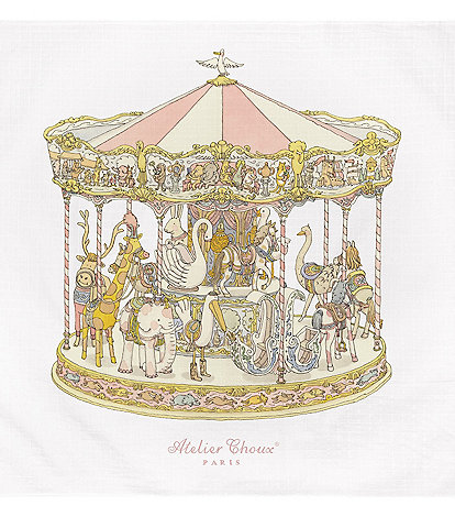 Atelier Choux Paris Organic Cotton Baby Carousel Swaddle Blanket with Gift Box