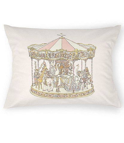 Atelier Choux Paris Satin Pink Carousel Print Decorative Nursery Pillow