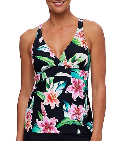 Athena Keoli Palms Lunge V-Neck Tankini Swim Top