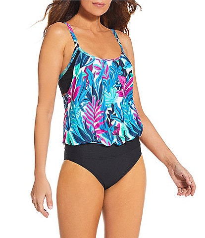 Athena Next by Athena Rainforest Double Up D-Cup Bra Tankini Swim Top & Good Karma High Waisted Harmony Swim Bottom