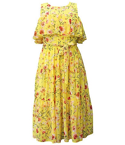 Ava & Yelly Big Girls 7-16 Floral Printed Flounce Bodice Maxi Dress