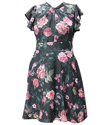 Ava & Yelly Big Girls 7-16 Flutter Sleeve Floral Fit & Flare Dress