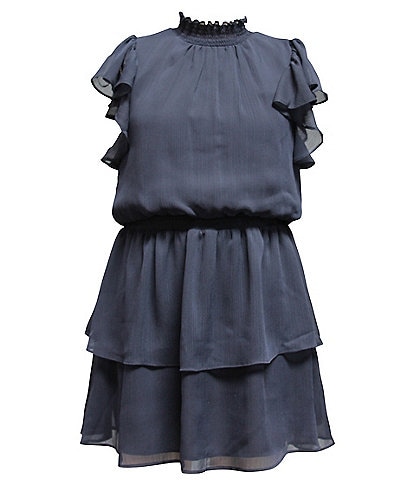 Ava & Yelly Big Girls 7-16 Flutter-Sleeve Ruffle-Tier Fit-And-Flare Dress