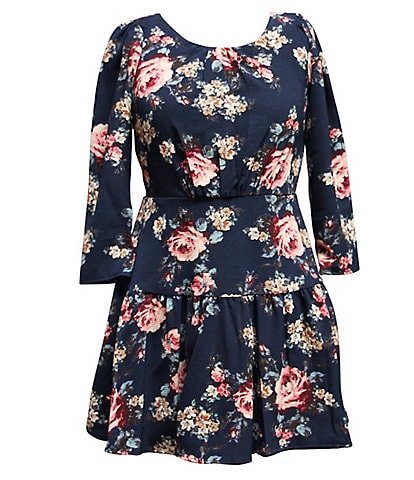 Ava & Yelly Big Girls 7-16 Long Sleeve Floral Printed Ruffled Fit-And-Flare Dress