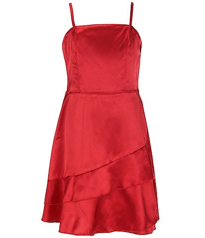 Ava & Yelly Big Girls 7-16 Sleeveless Asymmetrical-Skirted Satin Babydoll Dress