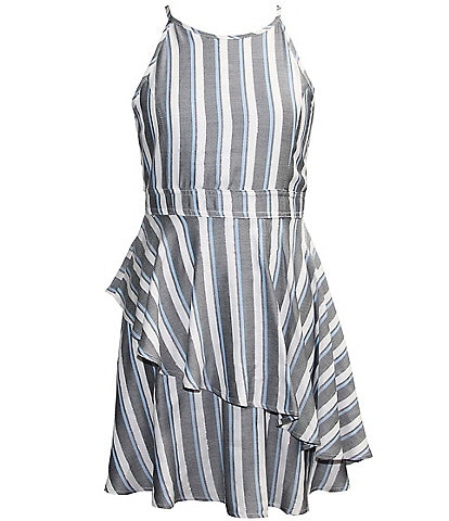 Ava & Yelly Big Girls 7-16 Sleeveless Striped Peplum Fit-And-Flare Dress