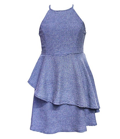 Ava & Yelly Big Girls 7-16 Sleeveless Textured-Stripe Knit Fit & Flare Dress
