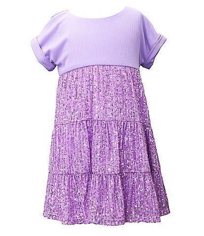 Ava & Yelly Little Girls 4-6X Short-Sleeve Solid/Sequin-Embellished Dress