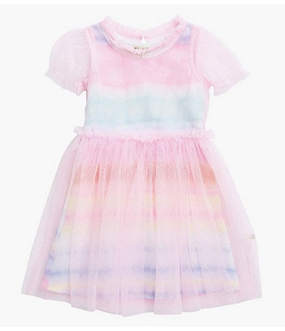 Ava & Yelly Little Girls 4-6X Short-Sleeve Tie-Dye Mesh-Overlay Tutu Dress