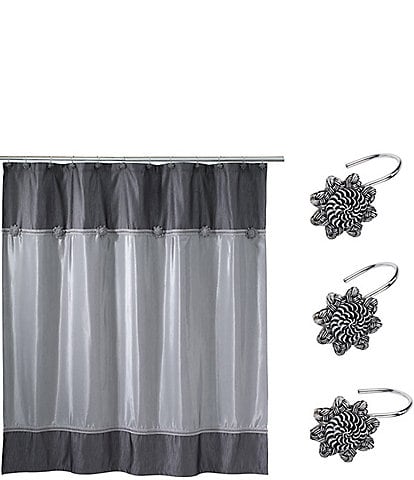 Avanti Linens 13-Piece Braided Medallion Shower Curtain And Hook Set