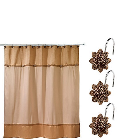 Avanti Linens 13-Piece Braided Medallion Shower Curtain And Hook Set