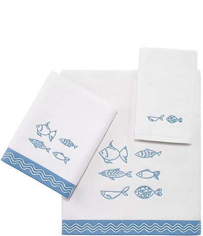 Avanti Linens Blue Fin Bay 3-Piece Embroidered Bath Towel Set