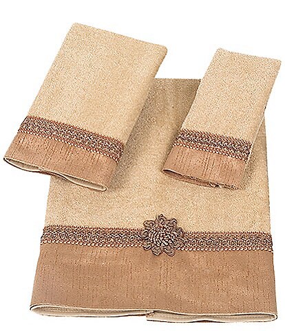 Handmade 3-piece Dark Brown Bath Towel Set Trimmed With Dark Brown