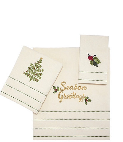 Avanti Linens Holiday Collection Tossed Trees Embroidered Bath Towels