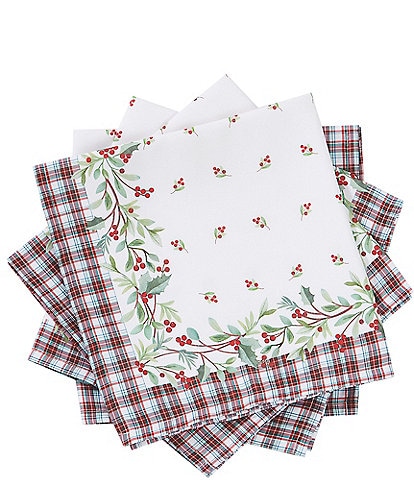 Avanti Linens Holly Plaid Collection 4-Pack Napkin Set