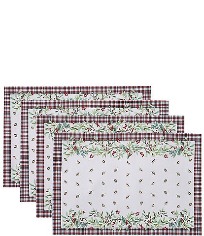 Avanti Linens Holly Plaid Collection 4-Pack Placemat Set
