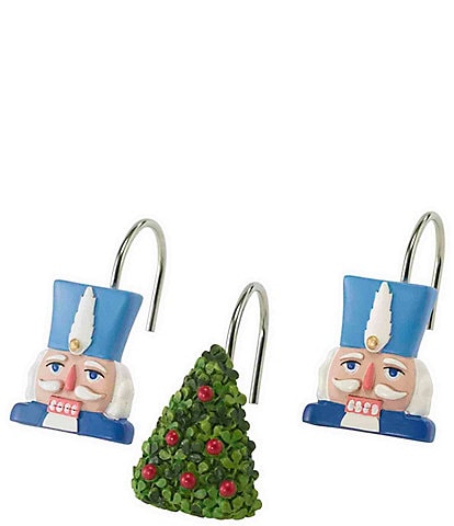 Avanti Linens Nutcracker Trellis Collection Decorative Holiday Shower Curtain Hook Set