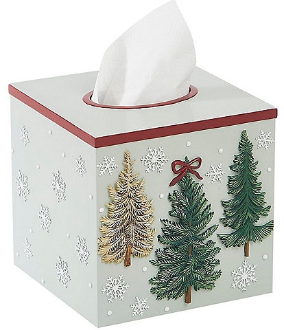 Avanti Linens Three-Dimensional Snow Covered Snowy Pines Tissue Box Cover