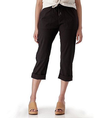 Aventura Ballard Solid Weave Flat Front Elastic Drawstring Waist Cropped Pants