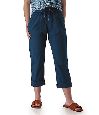Aventura Ballard Solid Weave Flat Front Elastic Drawstring Waist Cropped Pants