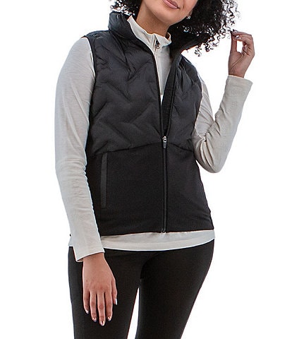 Aventura Everett Mixed Media Stand Collar Zip Front Vest