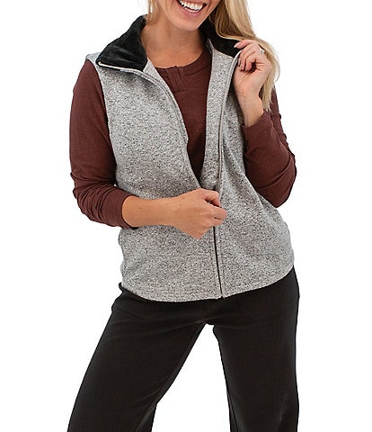 Aventura Heavenly Soft Solid Fleece Knit Collared Neck Zip Front Vest