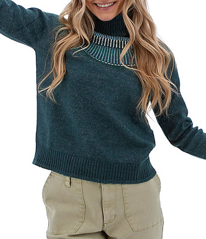 Aventura Icethistle Geometric Fair Isle Turtleneck Raglan Sleeve Sweater