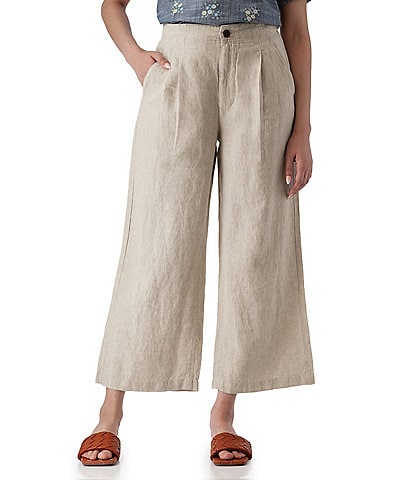 Aventura Leni Solid Linen Wide Leg Ankle Pants