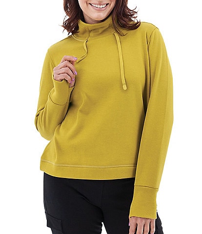 Aventura Long Sleeve Thumbholes Mock Neck Sustainable Fleece Dogwalker Top