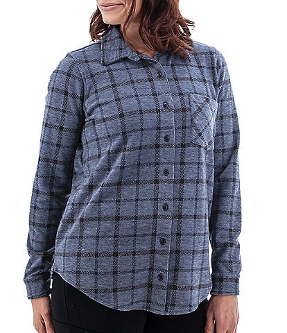 Aventura Luscious Plaid Fleece Collared Boyfriend Shirt