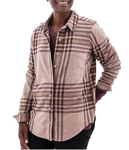 Aventura Luscious Plaid Soft Fleece Point Collar Button Front Shirt