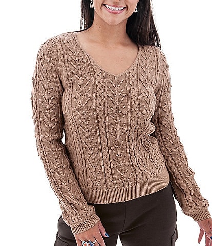 Aventura Pointelle Knit V-Neck Kincade Sweater