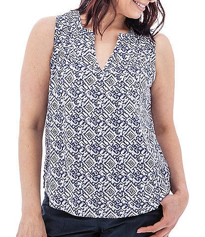 Aventura Portofino Printed Split Neckline Sleeveless Tank