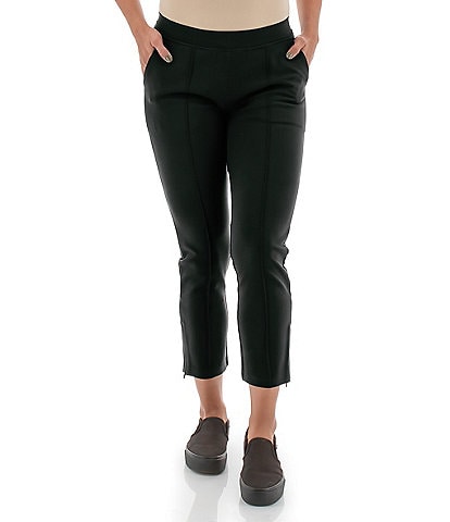 Aventura Roma Cropped Ponte Mid Rise Flat Front Pull-On Pants