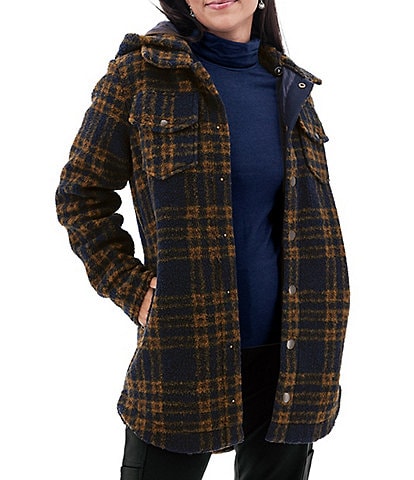 Aventura Roswell Fleece Hooded Plaid Print Shirt Jacket