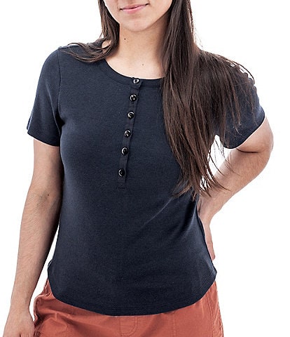 Aventura Sandia Tri-Blend Ribbed Knit Crew Neck Henley Tee