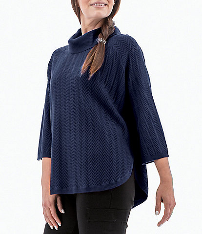 Aventura Stanwick Cowl Neck Chevron Print Knit Cashmere Blend Sweater Top