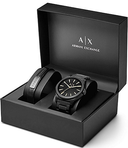 AX Armani Exchange Analog Bracelet Watch & Leather Strap Set