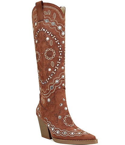 Azalea Wang Aamina Studded Tall Western Boots