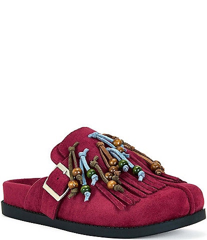 Azalea Wang Abeille Fringe Beaded Clogs