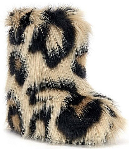 Azalea Wang Albert Leopard Print Faux Fur Platform Mid Calf Boots