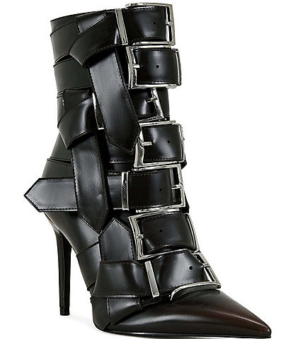 Azalea Wang Alcetas Buckled Straps Pointed Toe Booties