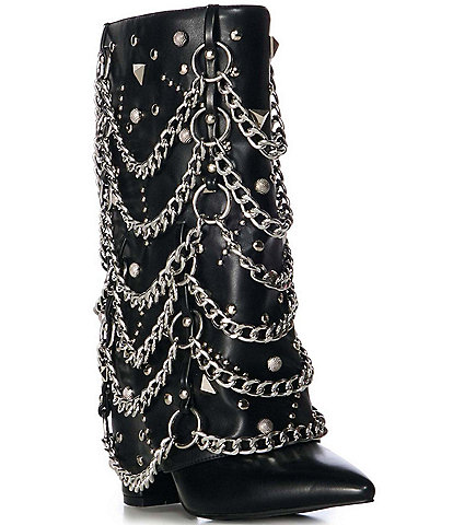 Azalea Wang Aleena Chain Hardware Western Inspired Boots