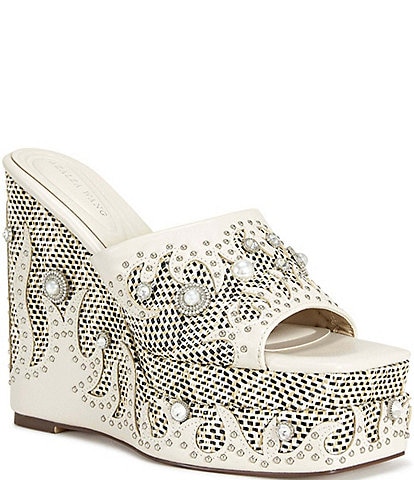 Azalea Wang Appolonia Studded Western Cutout Platform Wedge Slides