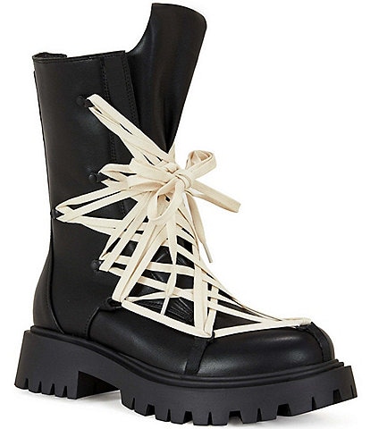 Azalea Wang Arjun Lace Detail Zip Combat Boots