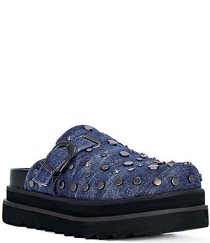 Azalea Wang Billie Denim Studded Platform Mules