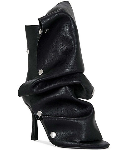Azalea Wang Birdsong Slouchy Hardware Detail Peep Toe Booties