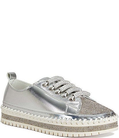 Azalea Wang Boyant Crystal Embellished Cap Toe Platform Sneakers